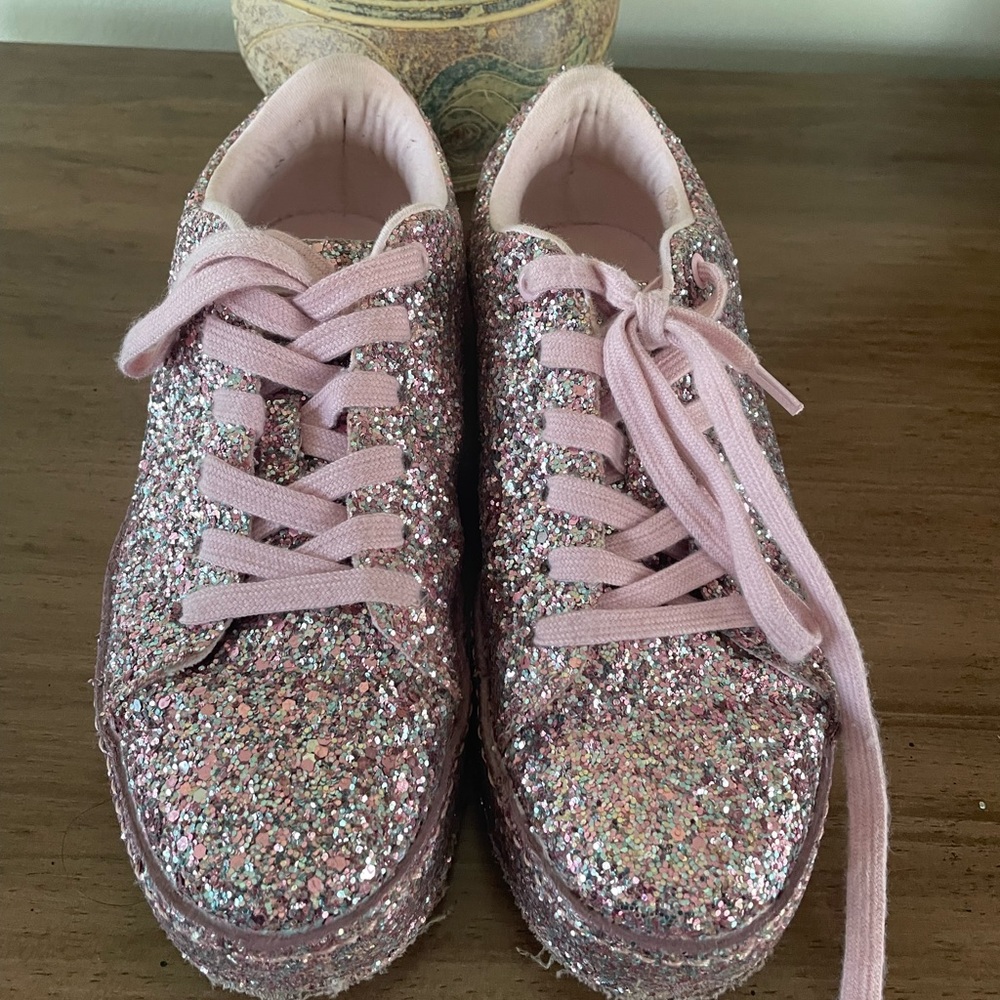 Aldo pink glitter sneakers ladies size 6